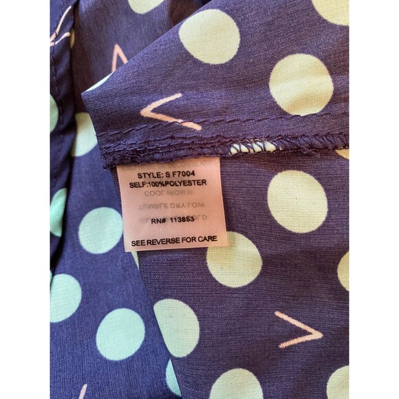 Pomelo Blouse size S Navy Green Tan Polka Dots - Picture 5 of 5